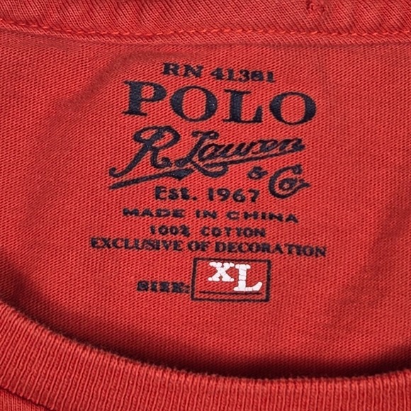 Polo Ralph Lauren Men's Red Classic Fit Cotton T Shirt Big Pony XL - Picture 3 of 12